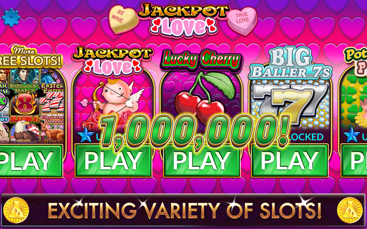Jackpot Love slots winning 5 of a kind
